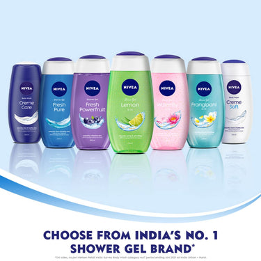 NIVEA Frangipani and oil 125 ml Body Wash| Shower Gel with Frangipani and Care Oil | Pure Glycerin for Instant Soft & Summer Fresh Skin|Microplastic Free |Clean, Healthy & Moisturized Skin